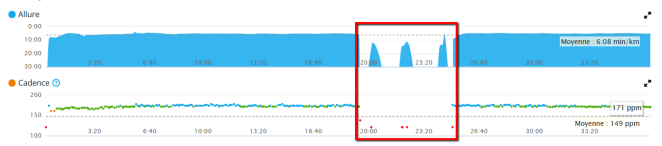 L'activité mise en pause a enregistré mes quelques pas sur place.