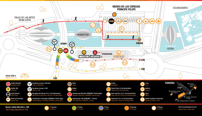 Le plan de la Cité des Arts et des Sciences durant le Marathon - cliquez pour agrandir